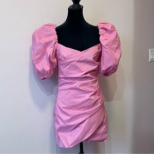 SEA New York Pink Mini Dress with Puff Sleeves Sweetheart Neckline Size Small